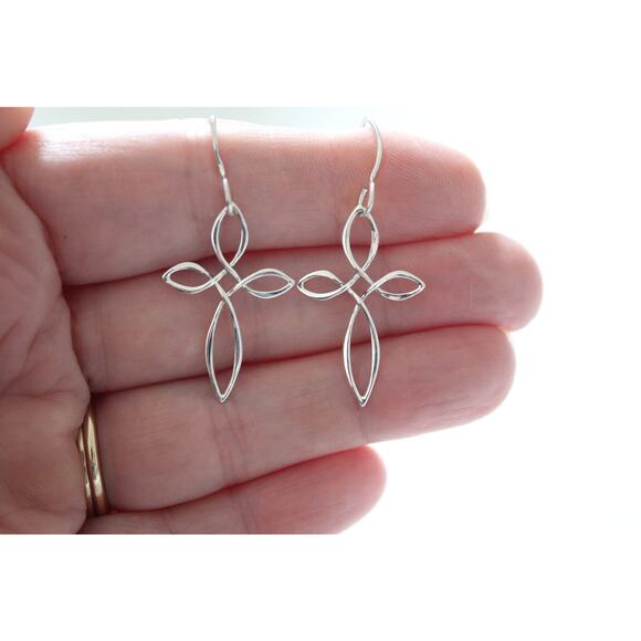 Sterling Silver Celtic Style Cross Earrings - Picture 1 of 5